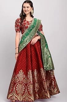 Women's Jacquard Semi-Stitched Lehenga choli