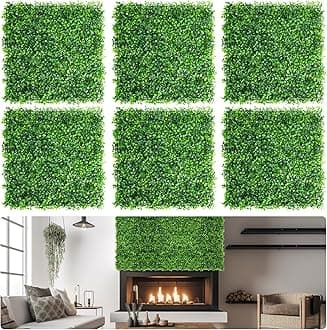 Aboofx 16 Pack 20 x 20 inch Artificial Grass Wall Panels, Boxwood Hedge Panels with 100 Zip Ties, Boxwood Hedge Wall Panels for Garden Yard Fence Covering Privacy, Greenery Wall Background Decoration