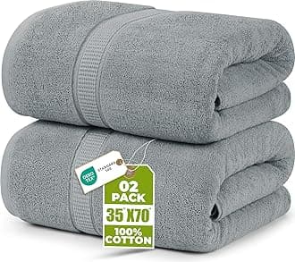 Utopia Towels - Luxurious Jumbo Bathroom Sheet Bath Towel 2 Piece - 600 GSM 100% Ring Spun Cotton Highly Absorbent and Quick Dry Extra Large (35 x 70 Inches, Cool Grey)