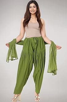 Woman's Plain Cotton SEMI Patiala Salwar with Dupatta|| Free Size || Plain Patiala || SEMI Patiala Pants || Solid Cotton Patiala || Patiyala