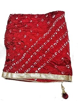C&G INDIA Women's Bandhani With Gota Art Silk Dupatta (CG-BNDJ_Dark Red_240X80 Cm)