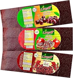 GOALDEES Lavashak (لواشک) Fruit Leather – Sour Cherry, Pomegranate & Barberry Mix, Persian Style Natural Tart Snack, Pack of 3-10 oz (270g)