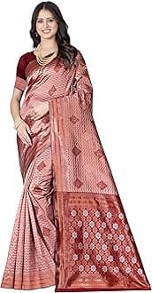 Sugathari Women's Banarasi Saree Pure Kanjivaram Silk Soft new ladies 2024 Design Wear Pattu Sarees Latest Cotton Party Sari collections With Blouse Piece for Wedding sadi (P-196)