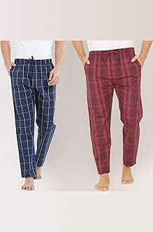 XYXX Mens Cotton Regular Fit Checkered Pyjama | Dual Pockets, Comfortable Lounge Pants for Men
