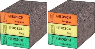 Bosch Professional 3x Expert S471 Standard Blocks (for Softwood, Paint on wood, 69 x 97 x 26 mm, Grade Medium/Fine/Superfine, Accessories Hand Sanding) (Pack of 2)