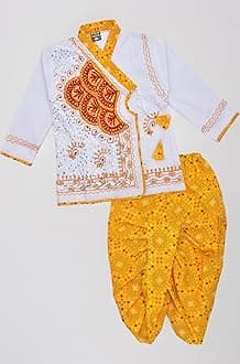 Boys Traditional Full Sleeve Rajasthani Angrakha Dress with Dhoti for Boys/Kids 100% Cotton