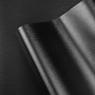 LXCREAT Black Peel and Stick Wallpaper Metallic Brushed Stainless Steel Contact Paper Heat Resistant Self-Adhesive Wallpaper for Bedroom Living Room Decoration 15.7" X 393.7"