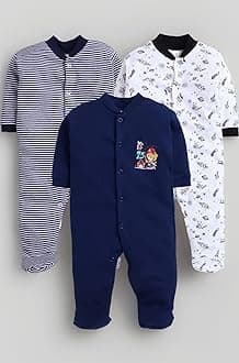 EIO® 100% Cotton Rompers Sleepsuits Jumpsuit Night Suits for Infants Newborn Baby Boys & Girls