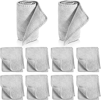 10 Pcs Shine Shoes Cloth Kit Polish Dauber Applicators Cleaning Leather Shoes Boots Care Cloths Suede Cleaner(Microfiber, Grey)