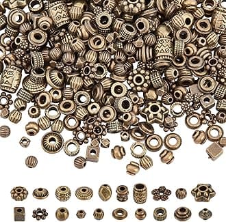 NBEADS About 100g Tibetan Style Alloy Spacer Beads,20 Styles Random Mixed Metal Flower Cone Round Column Spacer Beads for DIY Jewelry Craft Making, Hole: 1-4.5mm