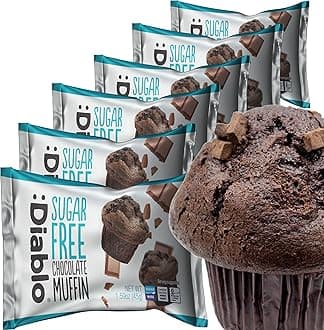 Diablo Sugar Free Chocolate Muffin Cupcake - Sweetened with Maltitol, Halal & Kosher Approved, Sugar Free Snacks - Perfect for Gifting, Birthdays, Special Occasions - 45g Each, Pack of 6