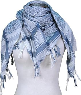 Premium Shemagh Head Neck Scarf - White/Blue