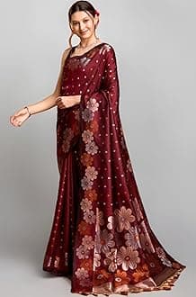 C J Enterprise Women's Pure Kanjivaram Silk Saree Soft Banarasi With Blouse P...