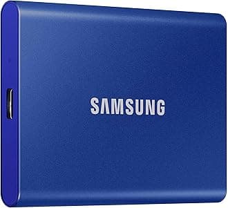 SAMSUNG T7 Portable SSD, 2TB External Solid State Drive, Speeds Up to 1,050MB/s, USB 3.2 Gen 2, Reliable Storage for Gaming, Students, Professionals, MU-PC2T0H/AM, Blue