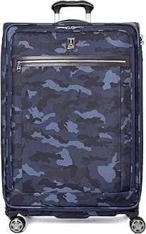 Platinum Elite Softside Expandable Checked Luggage, 8 Wheel Spinner Large Suitcase, TSA Lock, Men and Women, Navy Camouflage, Checked Large 29-Inch
