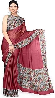 Women's Chiffon Ajrakh Border Pallu Pririnted Solid Saree with Blouse Piece