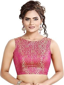 Women's Traditional Rich Banaras Brocade Sleeveless Readymade Saree