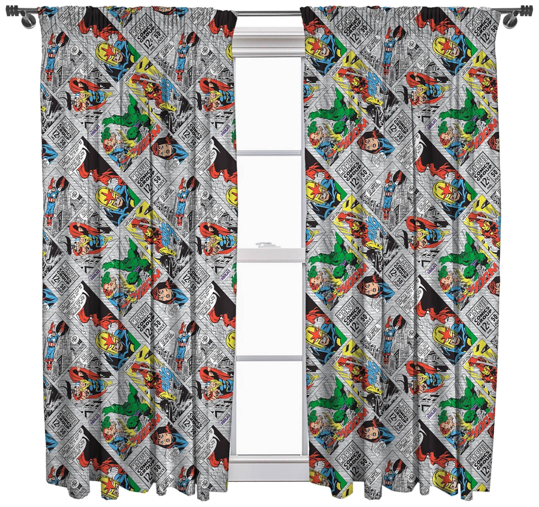 Marvel Comics Retro Curtains 72" Drop