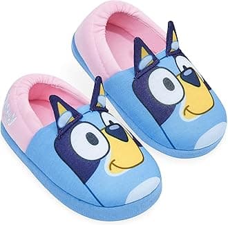 Bluey Shoes Kids Slippers Girls 3D Non-Slip Children Warm Slippers Boys Girls Nursery Slippers Cute Kids House Slippers Size 6-13 Soft Plush Kid’s Footwear Slip On Shoes