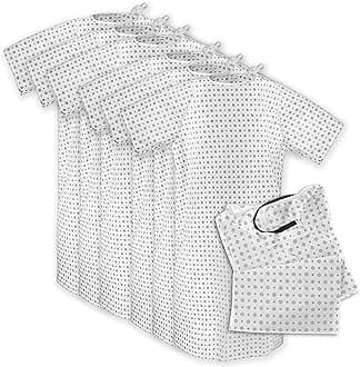 Hospital Gown (6 Pack) Cotton Blend Useful Fashionable Patient Gowns Back Tie 46 Long & 66 Wide Fits All Sizes to 2XL Sizes Fit Comfortably - Hospital Gown (6 Pack)