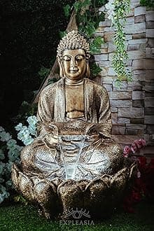 EXPLEASIA Lotus Buddha Water Fountain for Home, Indoor Water Fountain Big Size, Water Fountain, Water Fountain for Garden, Water Fountain for Home vastu, Buddha Fountain 3 feet (Golden)