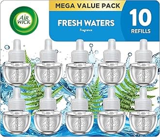 Plug in Scented Oil Refill, 10 Ct, Fresh Waters, Eco Friendly, Essential Oils, Air Freshener