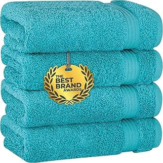 Cotton Paradise Hand Towels for Bathroom, 100% Cotton Turkish 4 Piece Hand Towel Set, Soft Absorbent Face Towels Clearance Set, Aqua Blue Hand Towels