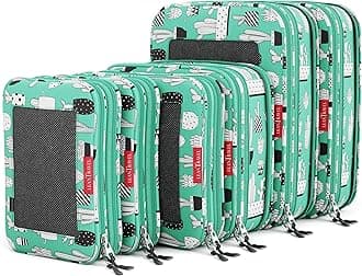 LeanTravel Premium Compression Packing Cubes for Travel - Luggage Organizers with Double Zipper - Sturdy Bags for Suitcase (6-Pack, Green Cactus)