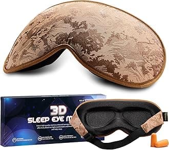 100% Blackout Sleep Mask for Women Men, Luxury 3D Contoured Eye Mask for Lash Extensions, Elegant Jacquard Soft Breathable Eye Masks for Sleep, Night Blindfold for Travel, Airplane, Yoga, Brown