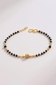 JHB Bangle Style Beautiful Latest Trend Metal & Brass Artificial Hand Mangalsutra Bracelet for Women (Yellow)