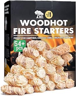 WH 54+ Pack Natural Fire Starters for Indoor Fireplace - Long-Burning Charcoal Starters - Odorless Firestarters for Wood Stove, Chimney, Campfires & Grill - Quick Ignite