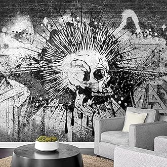wall26 Removable Wall Sticker/Wall Mural Grunge Spray Paint Punk Rock Skull Graffiti & Street Art Cityscape Digital Art Realism Decorative Urban Edgy for Living Room, Bedroom, Office - 100x144 inches