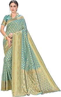Women's Kanchipuram Art Silk Saree With Blouse Piece, Pastel Green, One size, Pastel Green, One Size