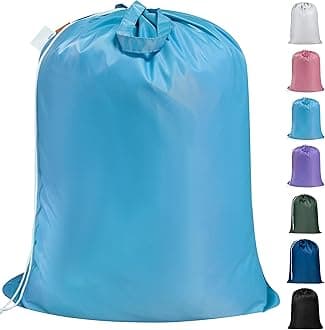 Polecasa Heavy Duty Large Laundry Bag with 130gsm Tear Resistant Fabric and Handles, Easy to Carry Durable Dirty Clothes Drawstring Bag, Perfect for College Dorm,Travel, 28”x36”,Gulf Blue