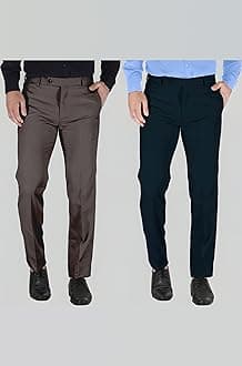 MARK LEWIS Men's Polycotton Formal Trouser - Comfortable, Stylish Office wear, combatable Pants for Daily Purpose, Ideal for Business & Casual Occasions - Pack of 2