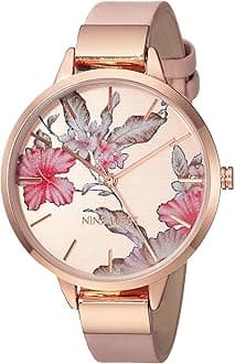 Women's Floral Dial Strap Watch