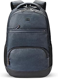 Vintage2 28L Medium Faux Leather Water Resistant Anti Theft Laptop Bag/Office Backpack for Men/Women - Navy