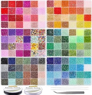 EuTengHao 3mm Glass Seed Beads for Bracelet Making Kit, 8/0 Small Craft Beads for Bracelet Necklaces Crafting Jewelry Making Supplies (36000Pcs,144 Colors)