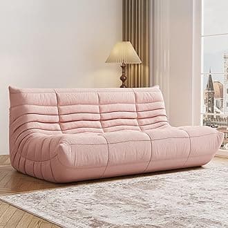 Bean Bag Chair, Fireside Chair, Large Bean Bag Chair for Adults, Bean Bag Chairs for Teens with High-Resilience Foam, Non-Slip Base Floor Lounge Sofa,Living Room (Pink, 3-Seater)