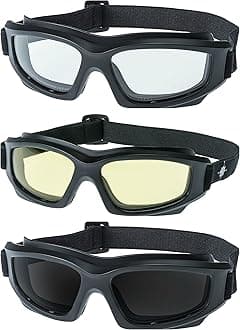 Motorcycle Goggles For Men: Heavy-Duty Motorcycle Riding Goggles w/Hard Case, Cleaning Cloth, & Pouch