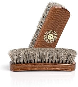 Cobbler's Choice Co. Finest Quality Shoe Brush - 100% Horsehair Shoe Brush - Concaved Handle for Premium Grip, Brown