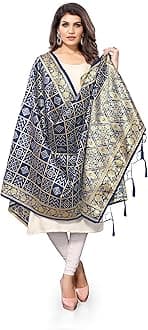 Jaanvi fashionWomen's Bandhani Floral Woven Silk Dupatta With Zari Work