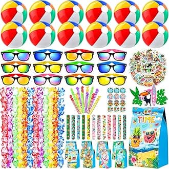 Joycover Beach Pool Party Favors, 122Pcs Hawaiian Pool Beach Party Supplies, Hawaiian Leis For Luau Decorations, include Kids Sunglasses, Beach Balls, Pool Party Supplies, Summer Beach Toys