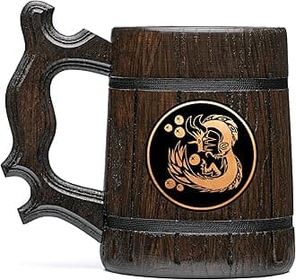 MHW Mizutsune Beer Mug MHW Wooden Beer Stein 17oz Tankard Gamer Mug Gift for Him Boyfriend Personalized Anniversary Christmas Birthday Gifts For Gamer Husband Beer Steins K634