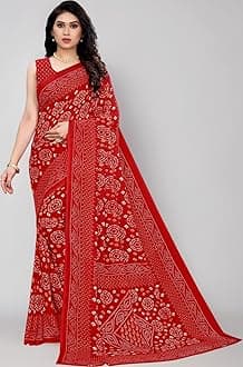Women's Georgette Bandhani Printed Saree with Blouse