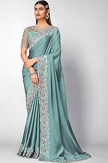 Women's Silk Embroidery Saree with Unstitched Blouse Piece