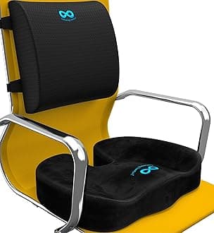 Everlasting Comfort Seat Cushion & Lumbar Support Bundle - Ideal for Desk, Car, Office, Gaming Chairs - Enhance Posture and Relieve Back Pain (Black)