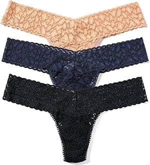 hanky panky - Daily Lace Low Rise Thongs for Women (3 pack) | Comfortable Seamless Underwear Lingerie | One Size (2-12)
