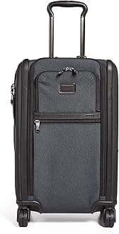 Alpha 3 International Dual Access 4 Wheeled Carry-on Luggage - 22 Inch Rolling Suitcase for Men and Women - Anthracite