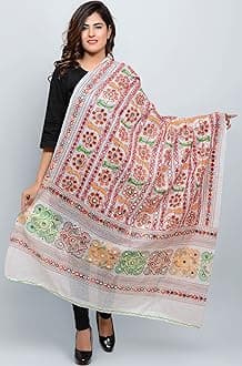Banjara India Women's Embroidered Kutchwork Cotton Dupatta Bharchak VIP